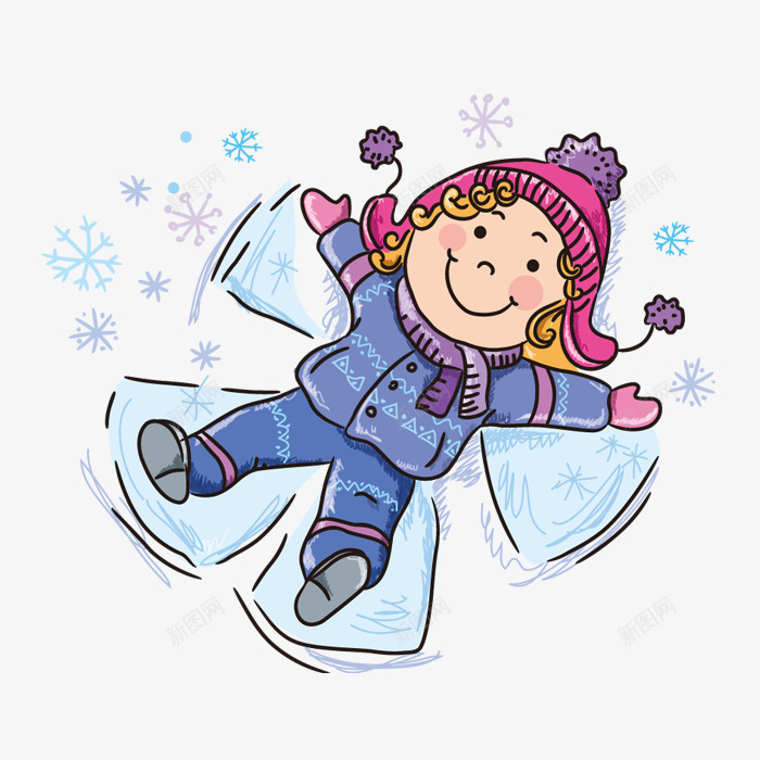 躺在雪地上的小女孩png免抠素材_新图网 https://ixintu.com png图形 png装饰 卡通 小女孩 装饰 雪地 雪花
