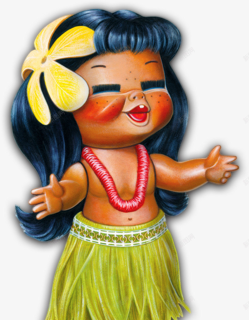 卡通夏威夷女孩png免抠素材_新图网 https://ixintu.com 卡通 夏威夷 女孩 手绘 热带 草裙舞 黑皮肤