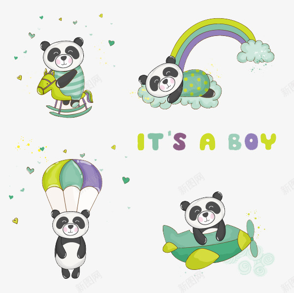 淘气的卡通熊猫动物图标png_新图网 https://ixintu.com 动物 卡通 国宝 插画