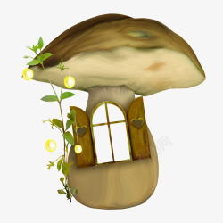 棕色蘑菇窗户素材