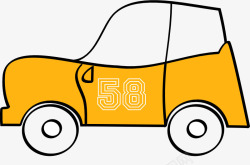 橘色的58号卡通小车素材