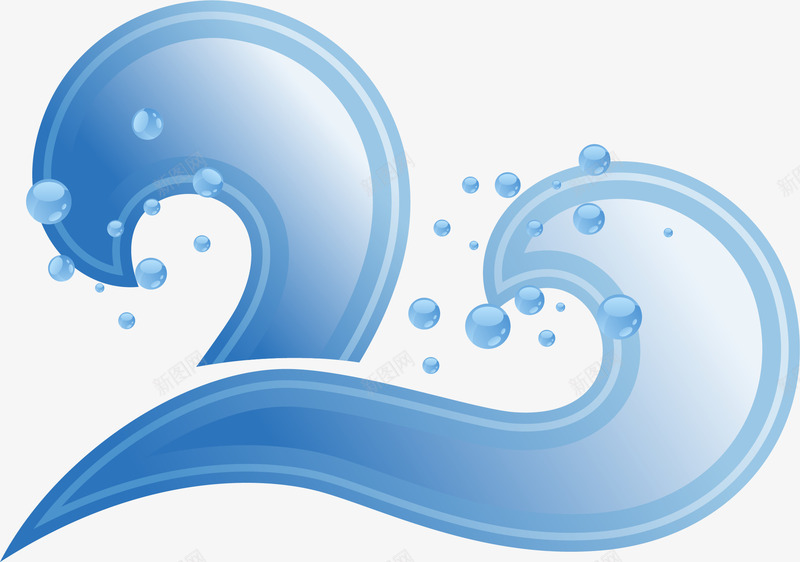 手绘浪花矢量图ai免抠素材_新图网 https://ixintu.com 手绘 浪花 蓝色 矢量图