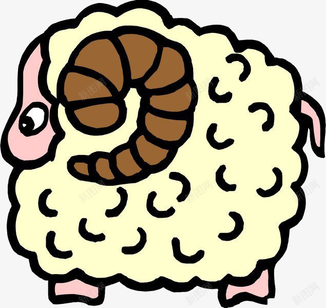 动物的艺术png免抠素材_新图网 https://ixintu.com 卡通 牧羊人 线描 羊 羊毛 羊角