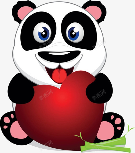 卡通熊猫爱心png免抠素材_新图网 https://ixintu.com 卡通 可爱 熊猫 爱心