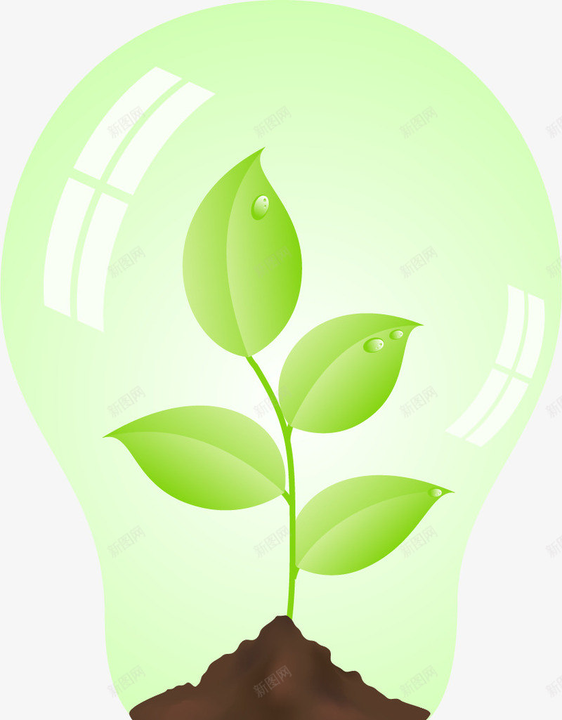 绿色能量罩植物树叶苗png免抠素材_新图网 https://ixintu.com 树叶 植物 玻璃罩子 绿色 能量