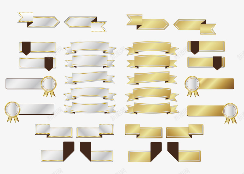 精美金属质感徽章飘带矢量图ai免抠素材_新图网 https://ixintu.com 徽章 精美 质感 金属 飘带 矢量图