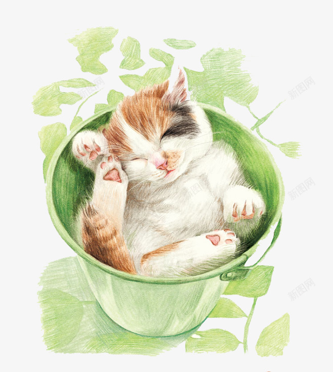 彩铅猫咪png免抠素材_新图网 https://ixintu.com 卡通 手绘 猫咪 装饰
