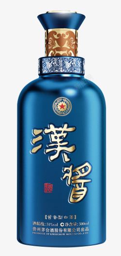 永福酱酒汉酱酒蓝瓶瓷瓶酒瓶高清图片