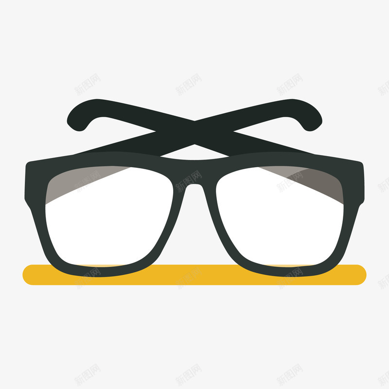 黑色眼镜png免抠素材_新图网 https://ixintu.com 反光 商务 眼镜 观察 视力 镜片 黄色 黑色