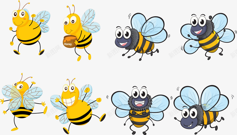 手绘小蜜蜂png免抠素材_新图网 https://ixintu.com 卡通 小蜜蜂 手绘 昆虫 黄色
