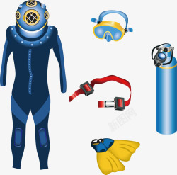潜水氧气罩矢量潜水员道具元素高清图片