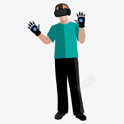创意VR眼镜玩游戏矢量图素材