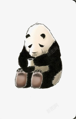 水彩熊猫素材