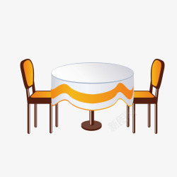 手绘餐厅餐布桌椅矢量图素材