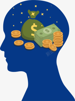 金钱科技智慧大脑矢量图素材