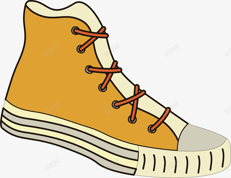 水彩帆布鞋png免抠素材_新图网 https://ixintu.com 创意 卡通手绘 帆布鞋 橘色 水彩 鞋子 鞋带