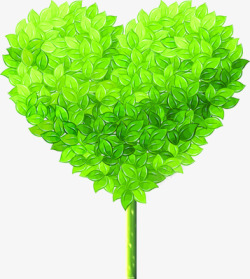 绿色清爽手绘树叶爱心素材