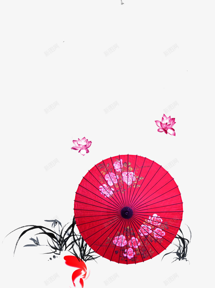 中国风红色雨伞png免抠素材_新图网 https://ixintu.com 中国风 红色 装饰 雨伞
