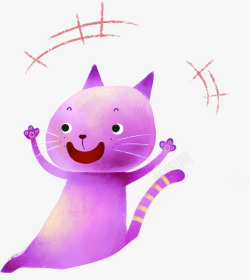 粉色猫咪手绘卡通插画素材