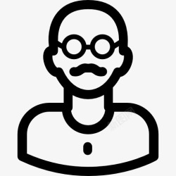 mostache秃头的男人与mostache和眼镜图标高清图片