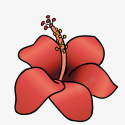 红色的热带花卉植物矢量图素材