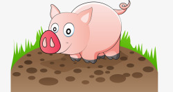 可爱卡通粉色小猪踩泥素材