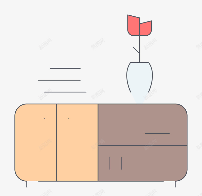 床头柜装饰图标png_新图网 https://ixintu.com 图标简笔画 客厅家具 家具 家具图标 床头柜 手绘家具图标 花瓶 装饰