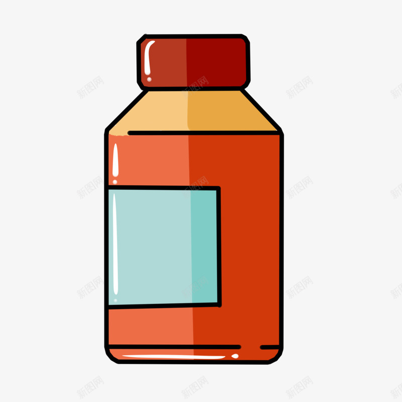 橘色小瓶瓶png免抠素材_新图网 https://ixintu.com 卡通 水瓶 瓶子 装饰