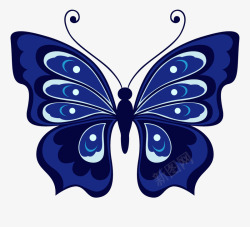 彩绘蓝色花蝴蝶标本素材