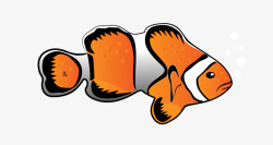 橙色卡通热带小丑鱼素材