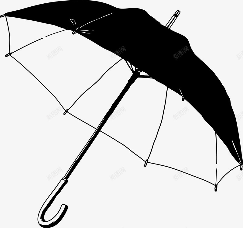 黑色创意手绘雨伞图标png_新图网 https://ixintu.com 创意 手 绘雨伞 黑色