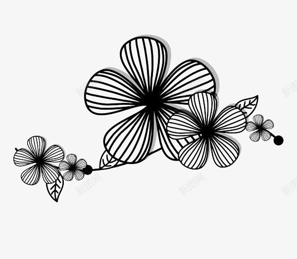 手绘黑色线条花卉图标png_新图网 https://ixintu.com 手绘 植物 线描花矢量图 线条 线条手绘 花卉 黑色