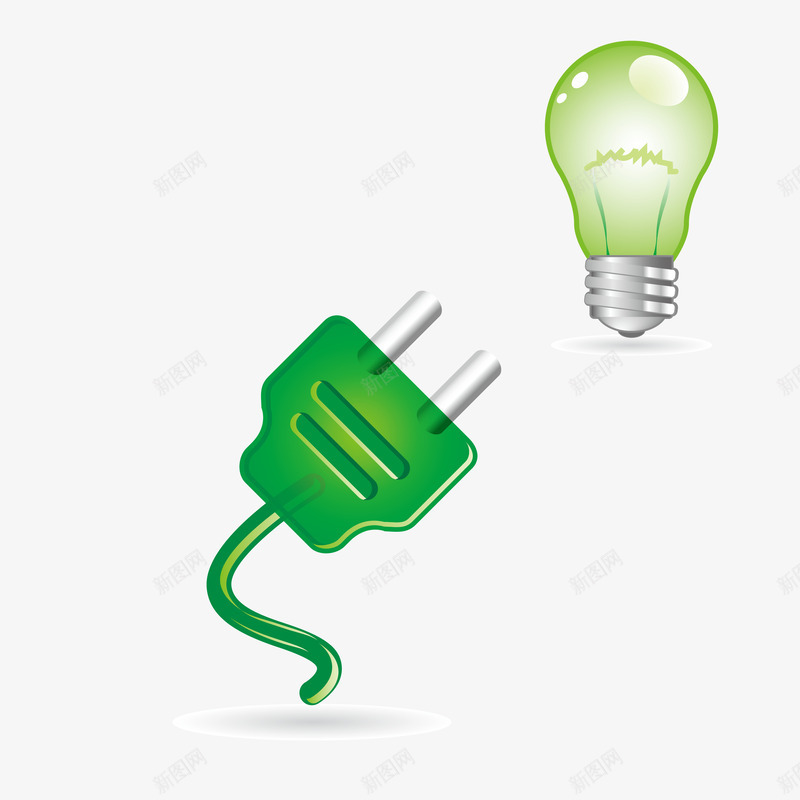 绿色能量png免抠素材_新图网 https://ixintu.com 光明 插头 温室效应 灯泡 矢量源文件素材