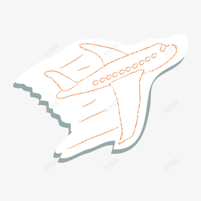 简笔飞机png免抠素材_新图网 https://ixintu.com 一架 卡通 手绘 橘色 白色 简图 素描 线条 飞机