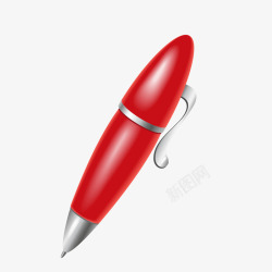时尚钢笔手绘一支红色钢笔矢量图高清图片