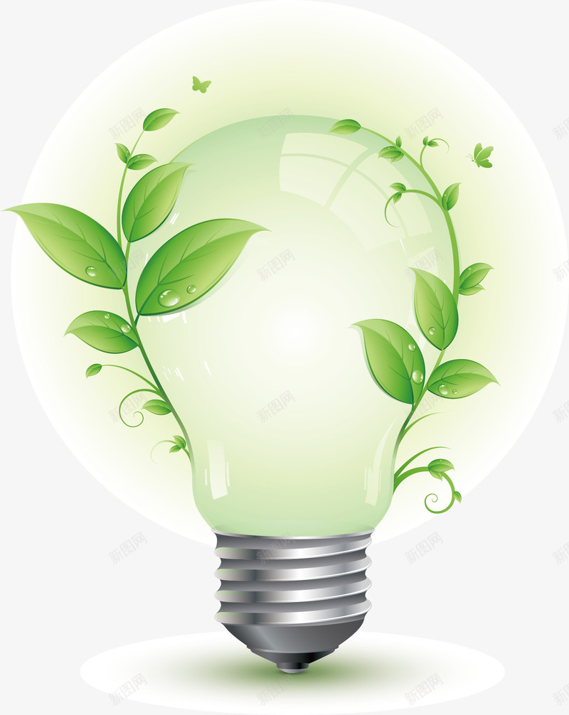 灯泡绿色能源创意图案发光png免抠素材_新图网 https://ixintu.com 创意图案 发光 树叶 灯泡 绿色能源