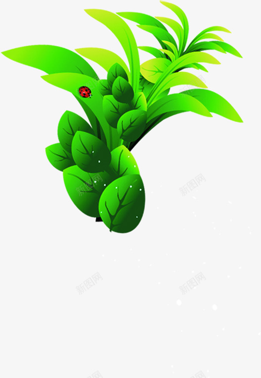 扁平手绘绿色植物昆虫png免抠素材_新图网 https://ixintu.com 扁平 昆虫 绿色植物