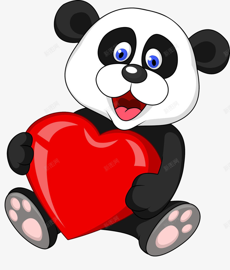 搂抱爱心的熊猫png免抠素材_新图网 https://ixintu.com 卡通 搂抱 熊猫 爱心