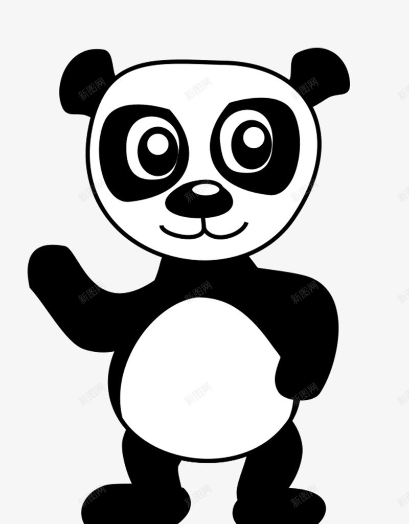 黑白熊猫图标png_新图网 https://ixintu.com 卡通 熊猫 简笔画 黑白