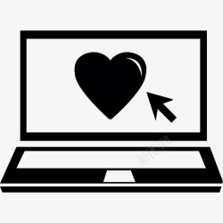 屏幕光标笔记本电脑的心脏图标高清图片
