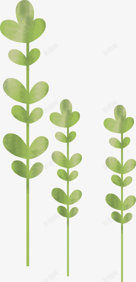 手绘水彩绿色植物清新png免抠素材_新图网 https://ixintu.com 水彩 清新 绿色植物