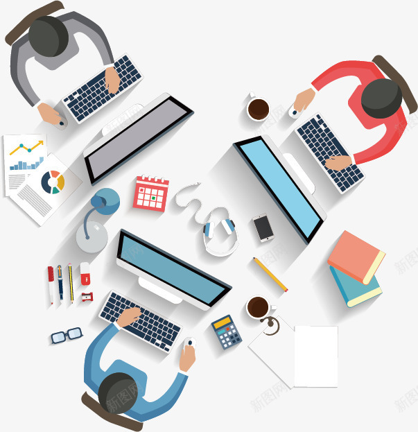 办公桌俯视图png免抠素材_新图网 https://ixintu.com 俯视图 办公室 商务