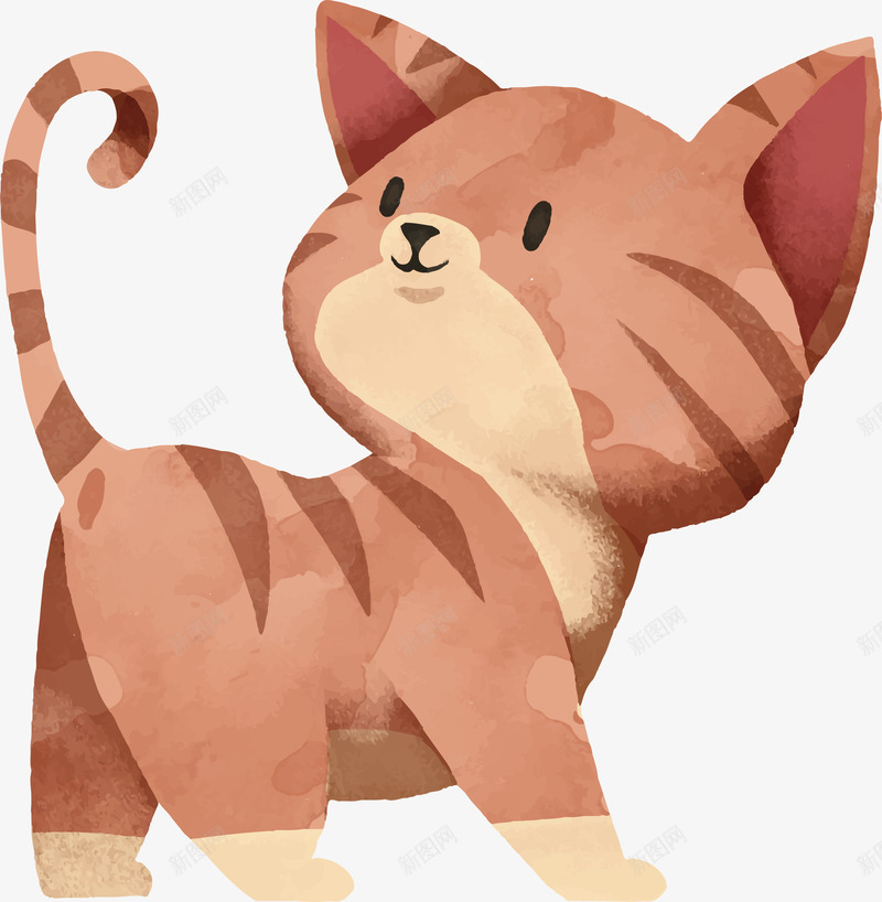回头一看的猫矢量图eps免抠素材_新图网 https://ixintu.com 回头一笑 扭头 扭头猫咪 橘猫 猫尾 矢量png 矢量图 虎斑猫