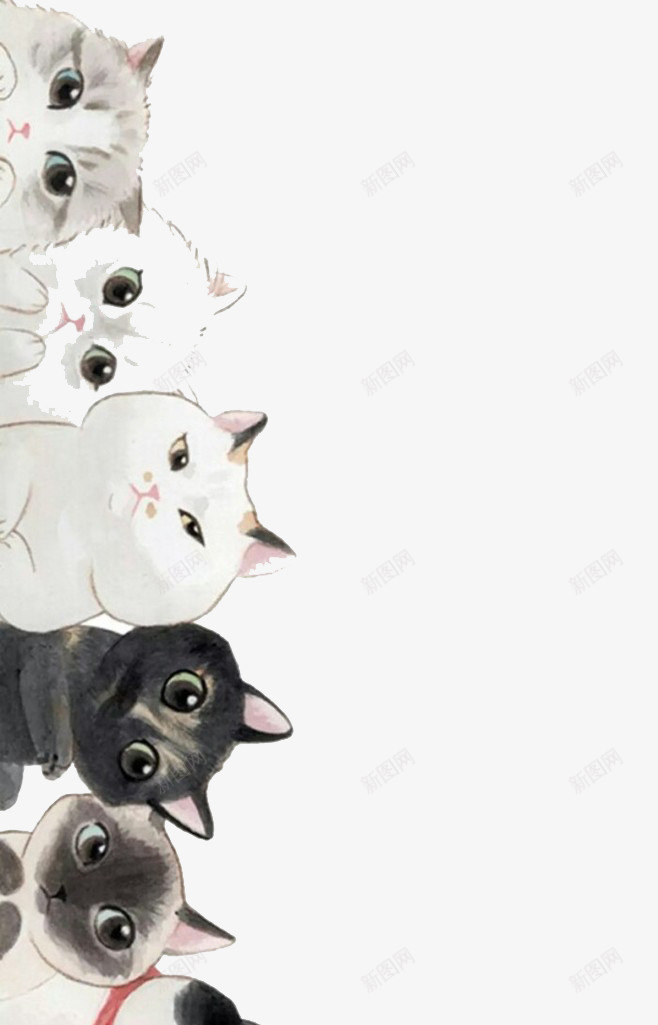 白色可爱手绘猫咪png免抠素材_新图网 https://ixintu.com 可爱 手绘 猫咪 白色