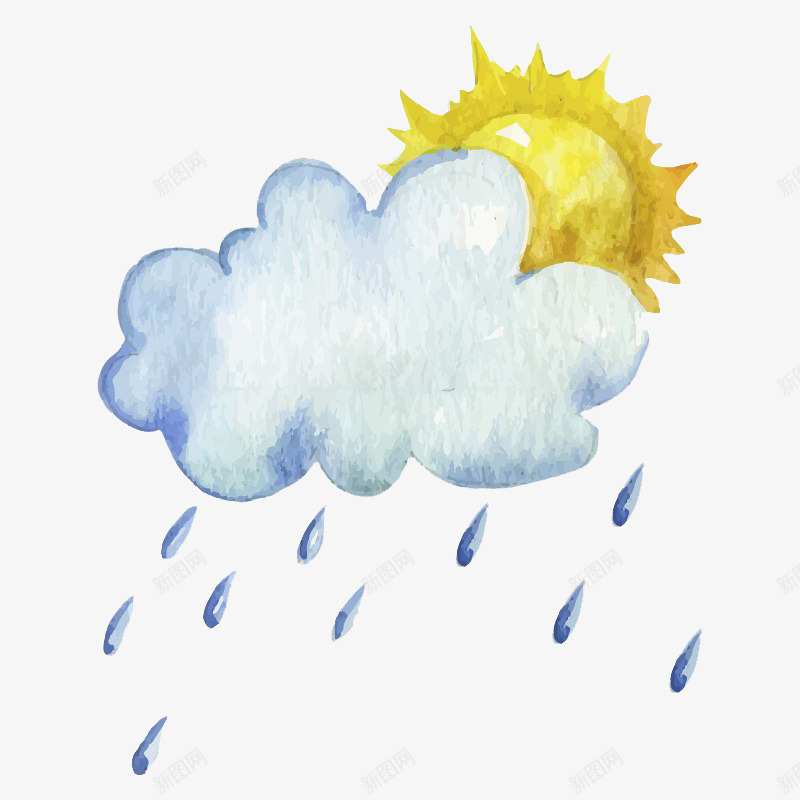 天气预报多云下雨png免抠素材_新图网 https://ixintu.com 下雨 云朵 多云 天气预报 太阳 雨水 雨点