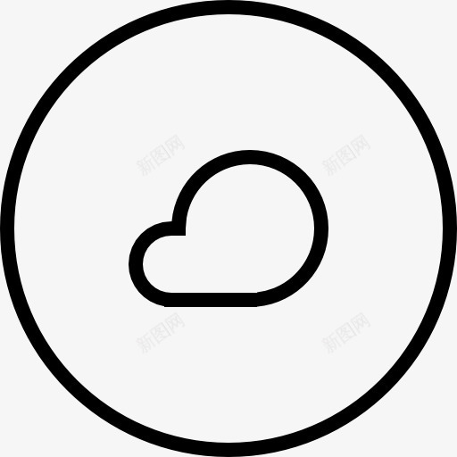 云的形状在概述圆形按钮图标png_新图网 https://ixintu.com 云 圆形 天气 按钮 界面 符号 薄的圆形轮廓