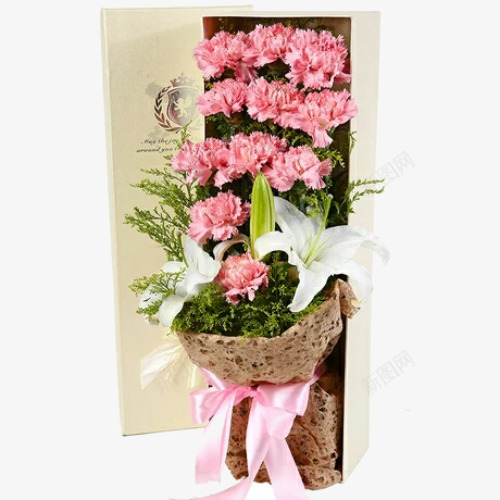 两种花盒装png免抠素材_新图网 https://ixintu.com 白色 百合 百合花瓣 花 花瓣