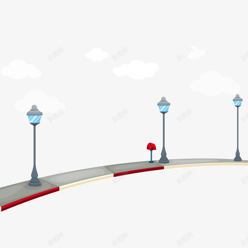 街边路灯矢量图ai免抠素材_新图网 https://ixintu.com 信箱 公路 灯泡 马路 矢量图