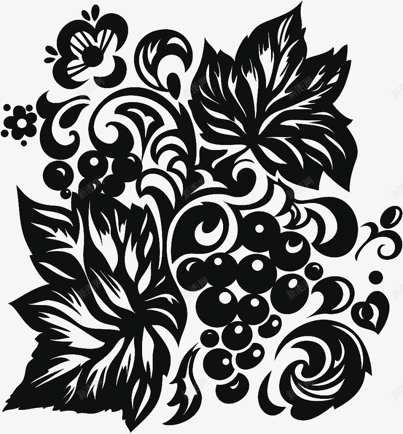 黑色手绘剪纸花卉图标png_新图网 https://ixintu.com 剪纸花卉 植物 线描花矢量图 线条手绘 花卉 黑色手绘