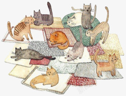 插画布卡通手绘猫咪高清图片